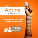 Linha Actine One Stick: Disponível em 6 tons e versão sem cor.